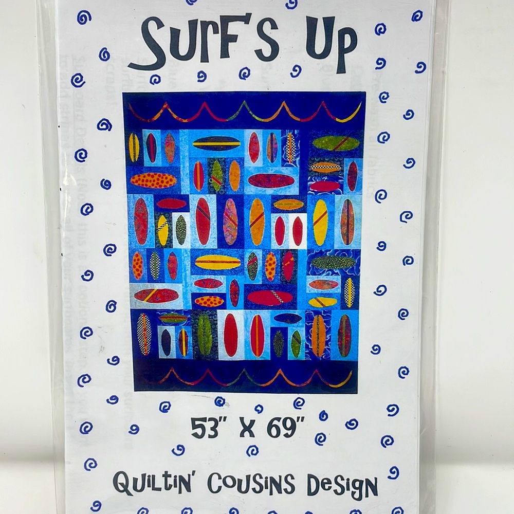 Surf's Up Quilt Pattern -Quiltin' Cousins Design- 53"X69" Surfboard/Ocean Theme